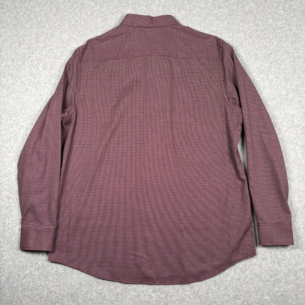Tasso Elba Shirt Mens L Maroon & White Geometric Long Sleeve Button Up Cotton - Picture 9 of 12